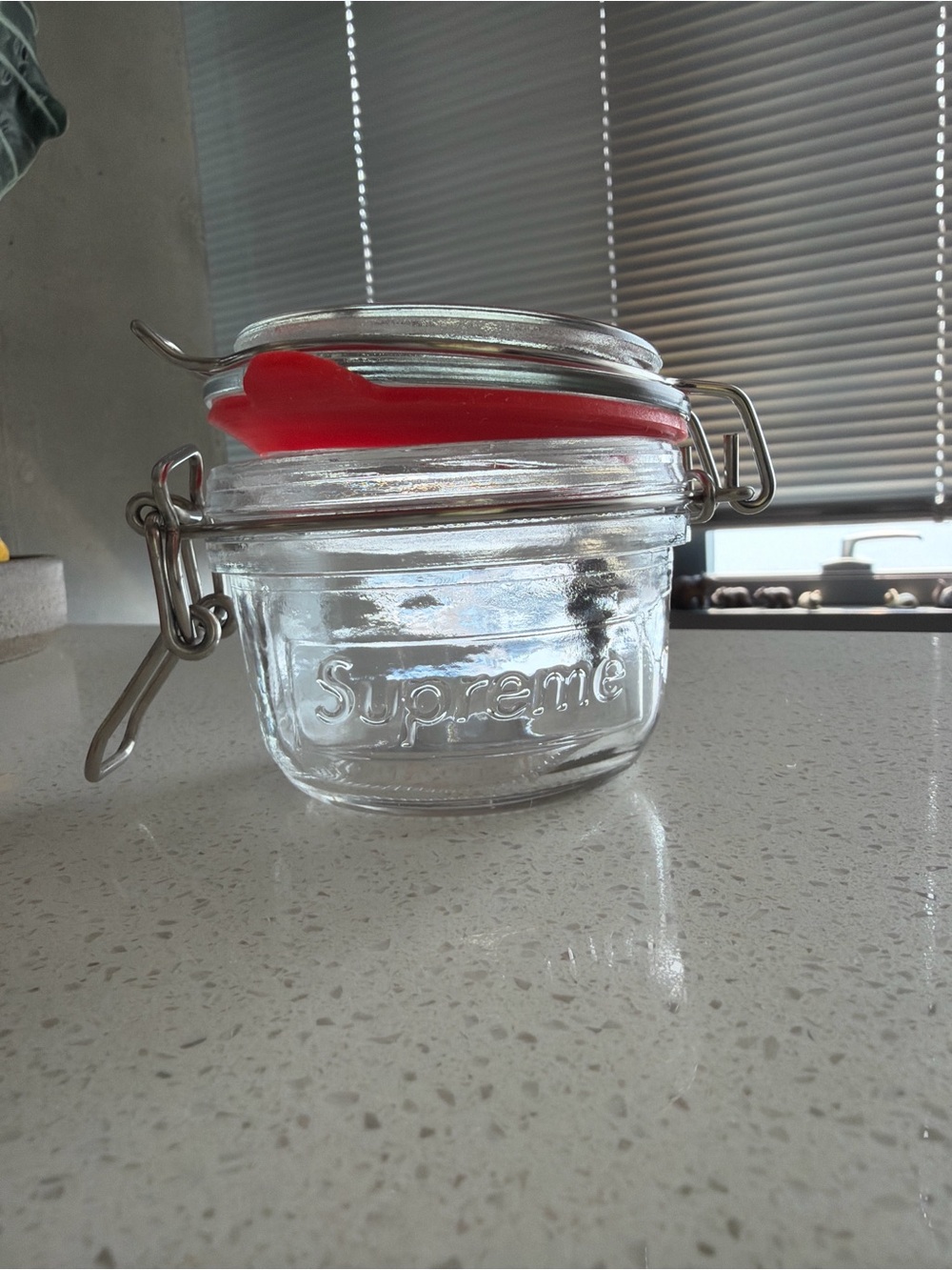 Supreme Glass Storage Jar with Red Seal and Clamp Lid